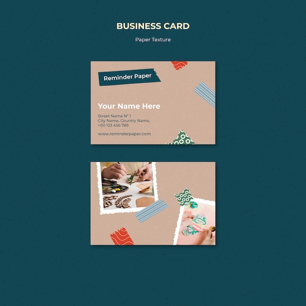 Business Card Design Template with Paper Texture – Free Download