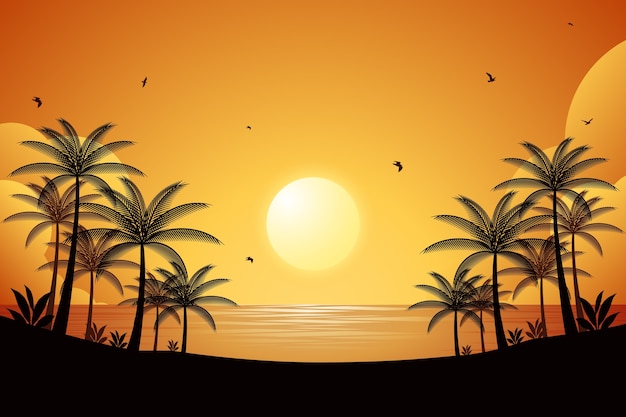 Gradient Tropical Sunset Background – Free Download