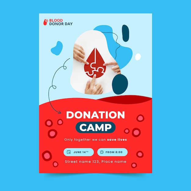 Flat Vertical Flyer Template for World Blood Donor Day Awareness – Free Download