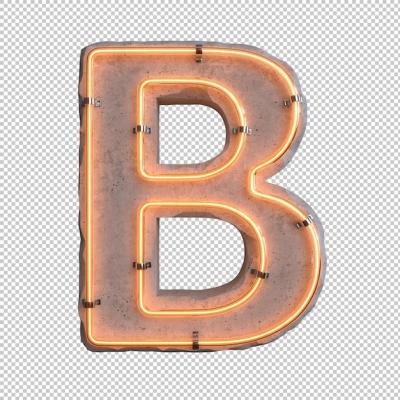 Concrete Neon Light Alphabet B on Transparent Background – Download Free Stock Photo