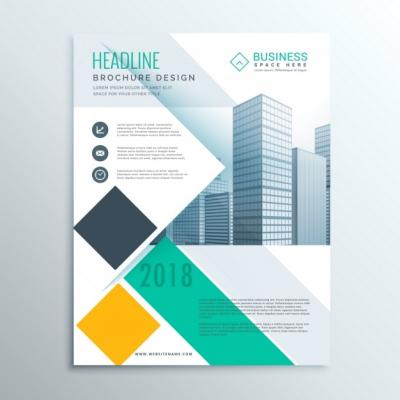 Blue and Yellow Geometric Brochure – Free Download