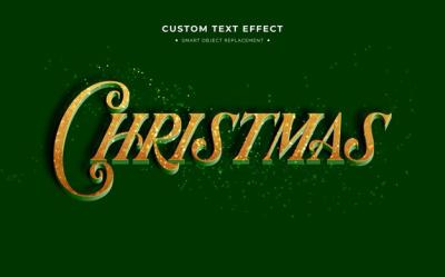 Gold and Green Christmas 3D Text Style Effect – Free Download