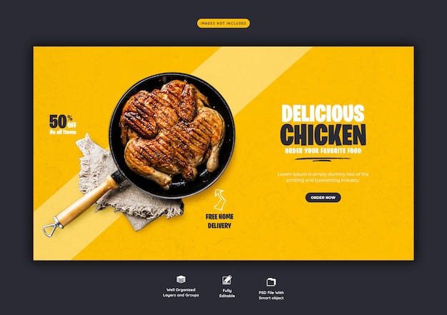 Food Menu and Restaurant Web Banner Template – Free Download