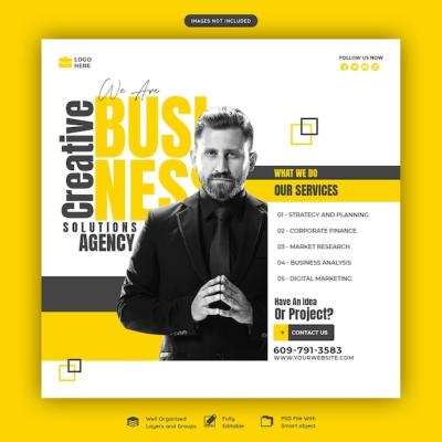 Corporate Social Media Banner and Instagram Post Template for Digital Marketing Agencies – Free Download