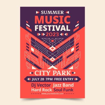 Musical Event Poster Template in Flat Design – Free Download