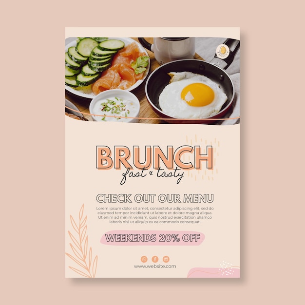 Brunch Restaurant Poster Template – Free Download