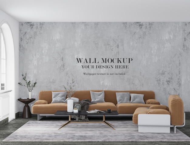 Retro Modern Apartment Wall Mockup with Minimalist Furniture – Free Download