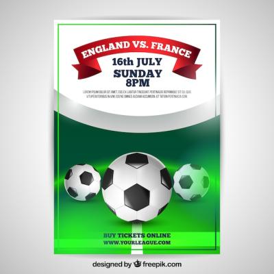 Realistic Soccer League Flyer with Balls – Free Download