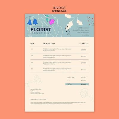 Hand Drawn Spring Sale Invoice Template – Free Download