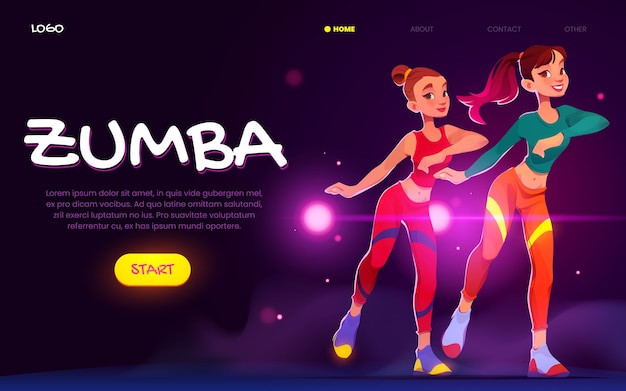 Cartoon Style Zumba Landing Page – Free Download