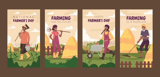 Flat Farmer’s Day Celebration Instagram Stories Collection – Free Download