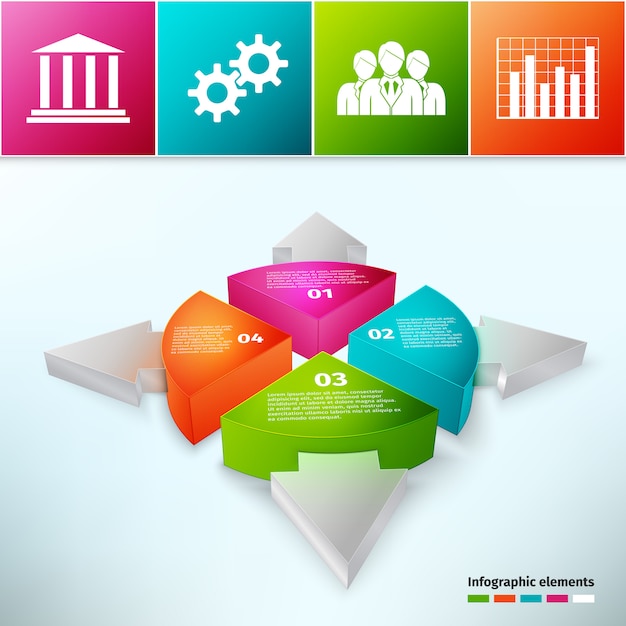 3D Pie Chart with Arrows – Free Download