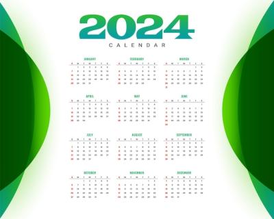 2024 Modern and Abstract Annual Calendar Template Design Vector – Free Download