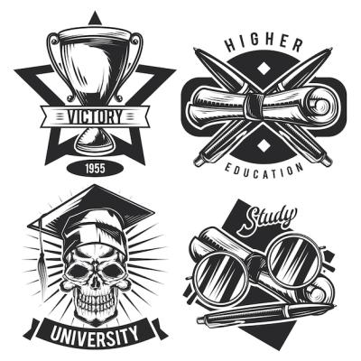 Vintage Educational Emblems – Free Download, Free Stock Photo