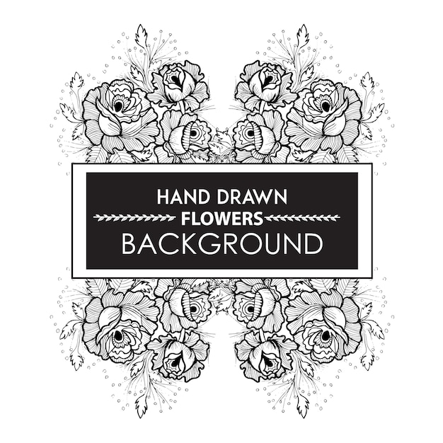 Hand Drawn Floral Frame in Black and White – Download Free Stock Photo