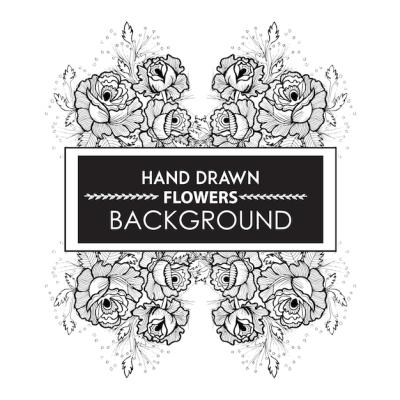 Hand Drawn Floral Frame in Black and White – Download Free Stock Photo