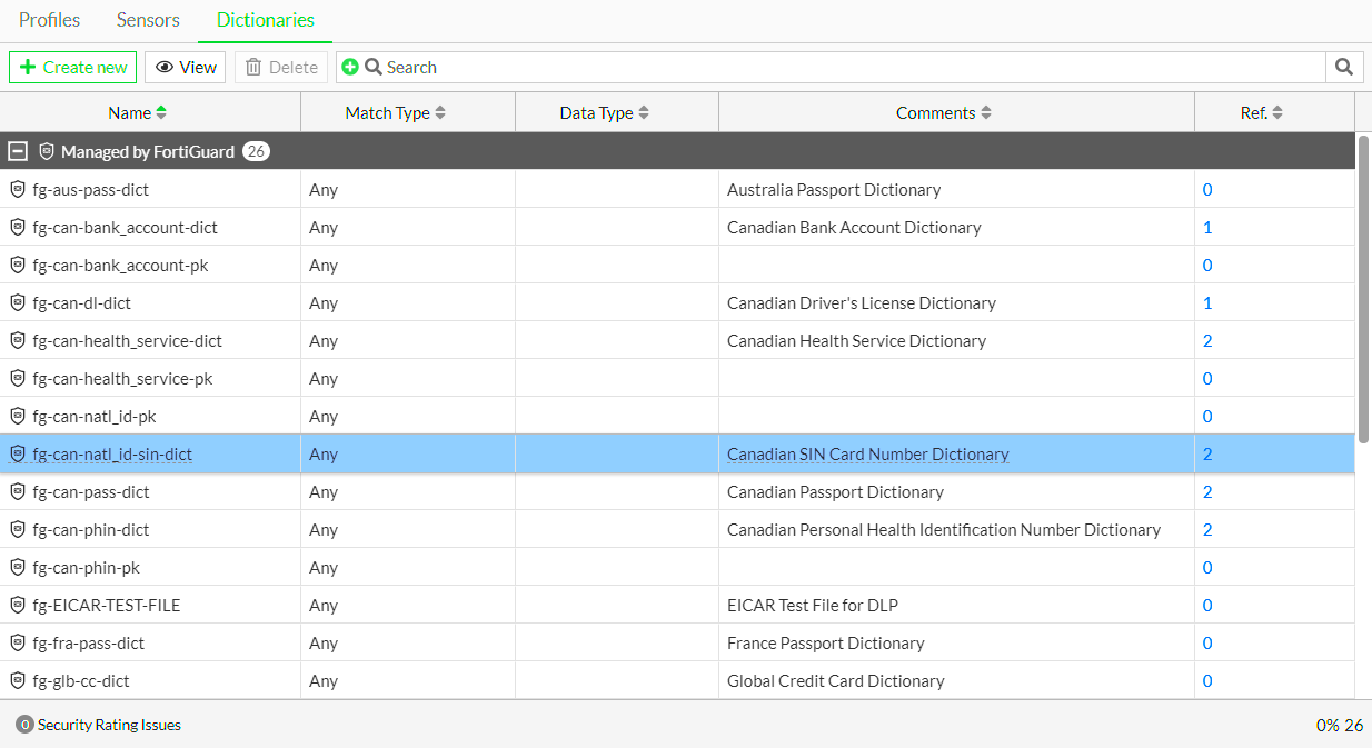 FortiGuard DLP service FortiGate FortiOS 742 Fortinet Document 