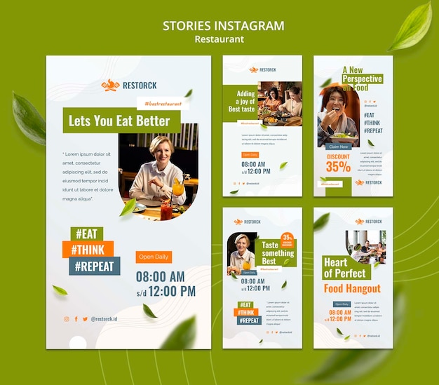 Flat Design Restaurant Instagram Stories Template – Free to Download