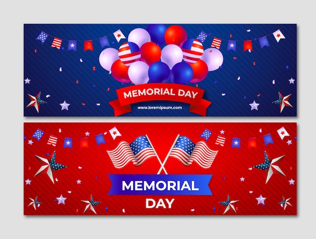 Memorial Day Sale Horizontal Banners Pack – Free Download, Free Stock Photo