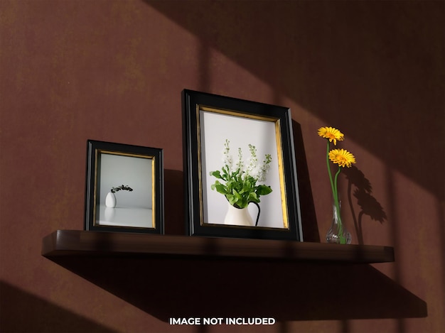 Realistic Picture Frame Mockup with Flower – Free Download