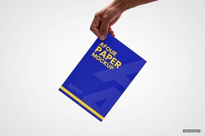 A4 Paper Hand Mockup – Free Download