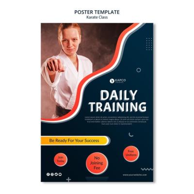 Vertical Poster Template for Women’s Karate Class – Free to Download