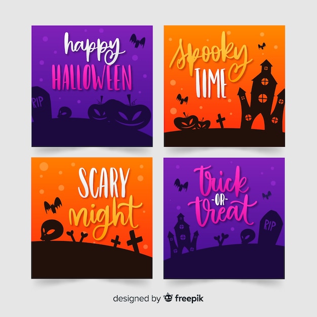 Hand Drawn Halloween Card Collection – Free to Download