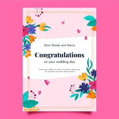 Hand Drawn Wedding Congratulations Card – Free Download