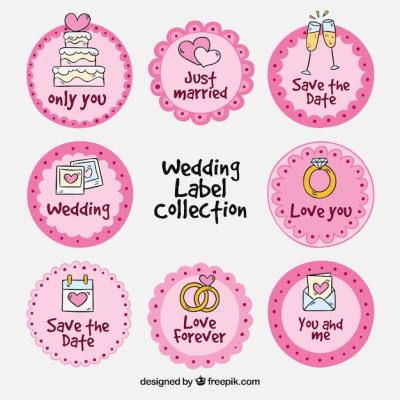 Round Pink Wedding Badges – Free Download