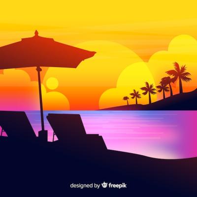 Stunning Gradient Beach Sunset Landscape – Free Download