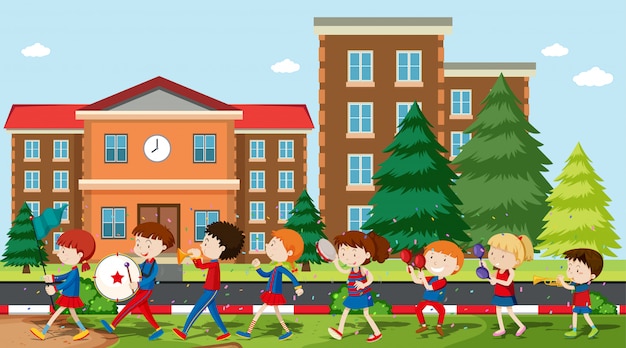 Outdoor Scene of Active Kids â Free Download