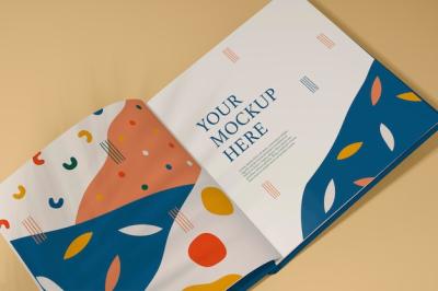 High Angle Cardboard Tale Book Mockup – Free Download