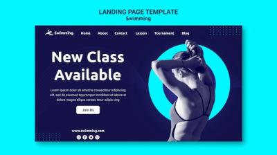 Female Swimmer Landing Page Template – Free Download