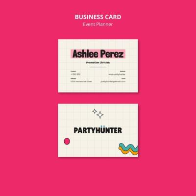 Horizontal Business Card Template for Event Planners – Free Download