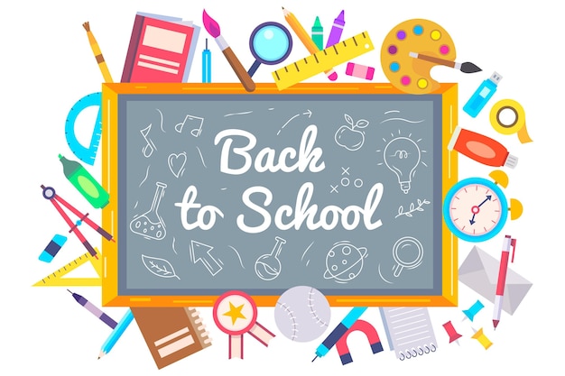 Back to School Background in Flat Design – Free Download