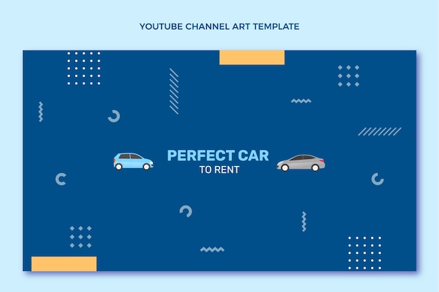 Flat Design Car Rental YouTube Channel Art Template – Free Download