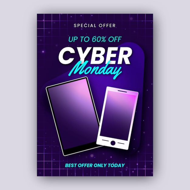 Realistic Cyber Monday Flyer Template – Free Download