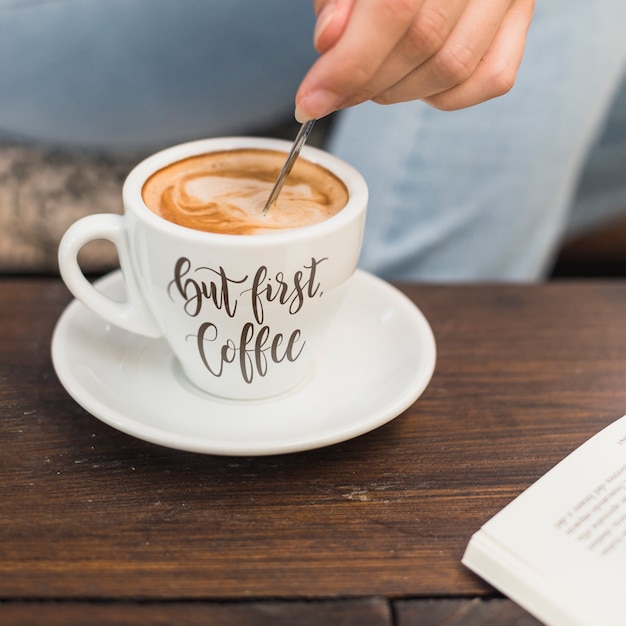 Coffee Cup Mockup Featuring a Woman – Free Download