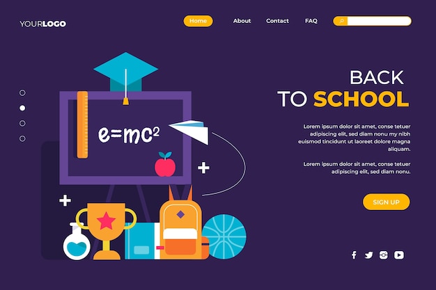 Back to School Flat Landing Page Template – Free Download