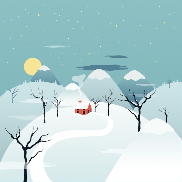 Winter Landscape in Flat Design – Free Download