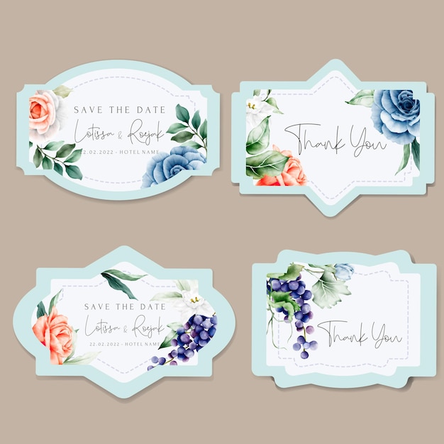 Botanical Floral and Grapes Label Collection Template – Free Download