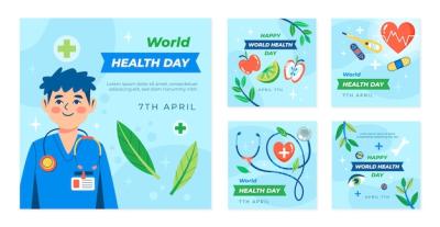 World Health Day Celebration: Flat Instagram Posts Collection – Free Download