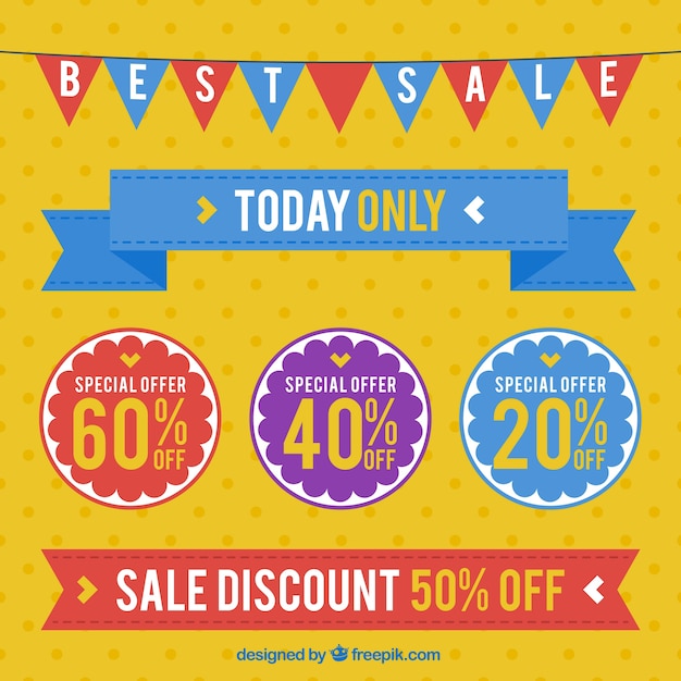 Sale Ribbon and Label Vector Templates – Free Download