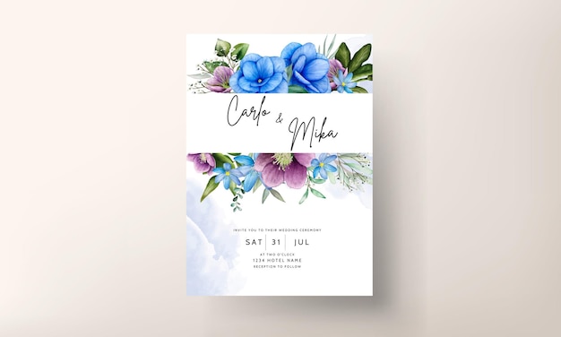 Beautiful Watercolor Floral Wedding Card Template – Free Download