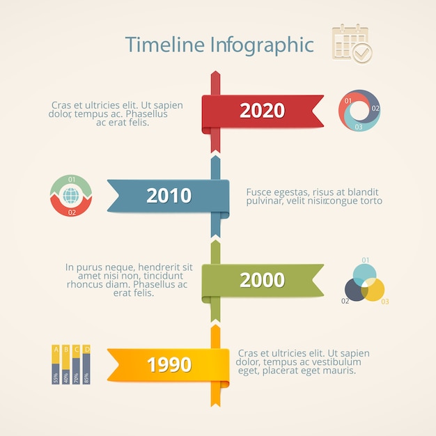 Infographic Timeline Vector Template Featuring Icons and Charts – Free Download