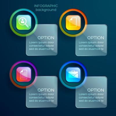 Colorful Business Infographic Concept with Glossy Web Elements and Glass Square – Free Download