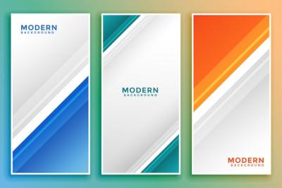 Vertical Banner Set for Business in Line Style – Free to Download