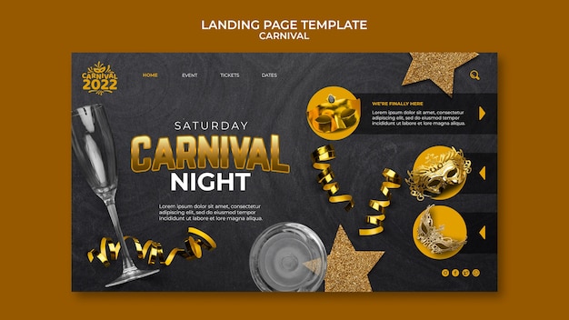 Realistic Carnival Landing Page Template Design – Free Download