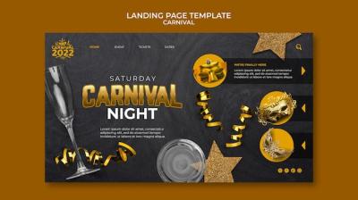 Realistic Carnival Landing Page Template Design – Free Download