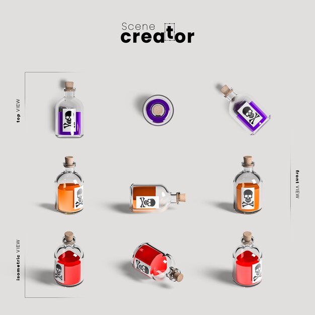 Poison Bottle Variety of Angles for Halloween Scene Creator – Free Download